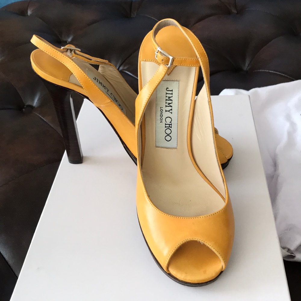 2X HP NIB Jimmy Choo Premier Peep Toe Vaccetta 35 - Picture 2 of 8